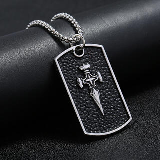【最高級】　十字架　クロス　プレート　ネックレス　メンズ　ブラック　シンプル(ネックレス)