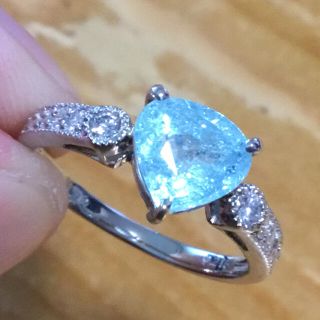 1.4ct ❗️パライバ ＆ダイヤモンド✨リング✨約12.5号✨指輪✨鑑別書付✨(リング(指輪))