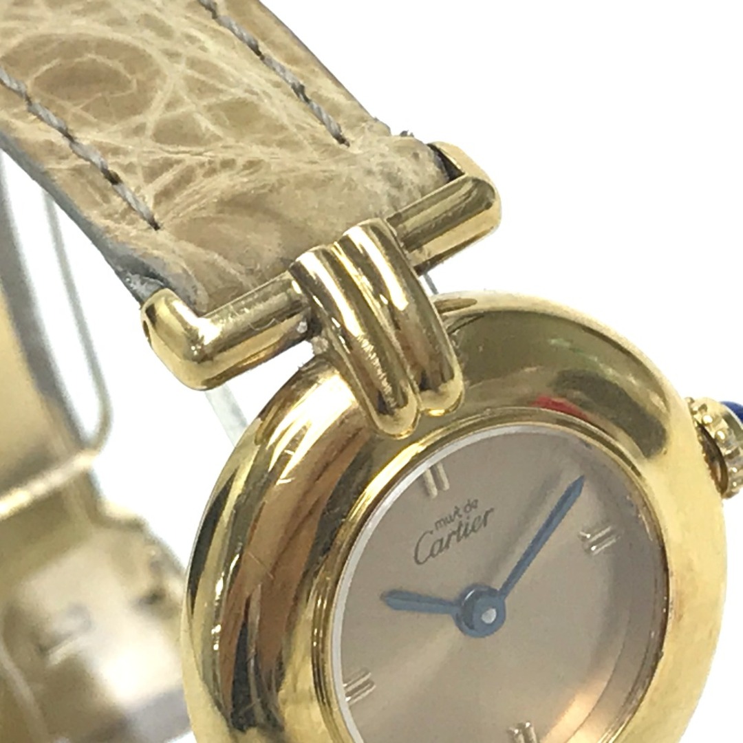 カルティエ CARTIER マストコリゼ ヴェルメイユ 590002 ヴィンテージ 腕時計 SV925 ゴールド/ベージュベルト
