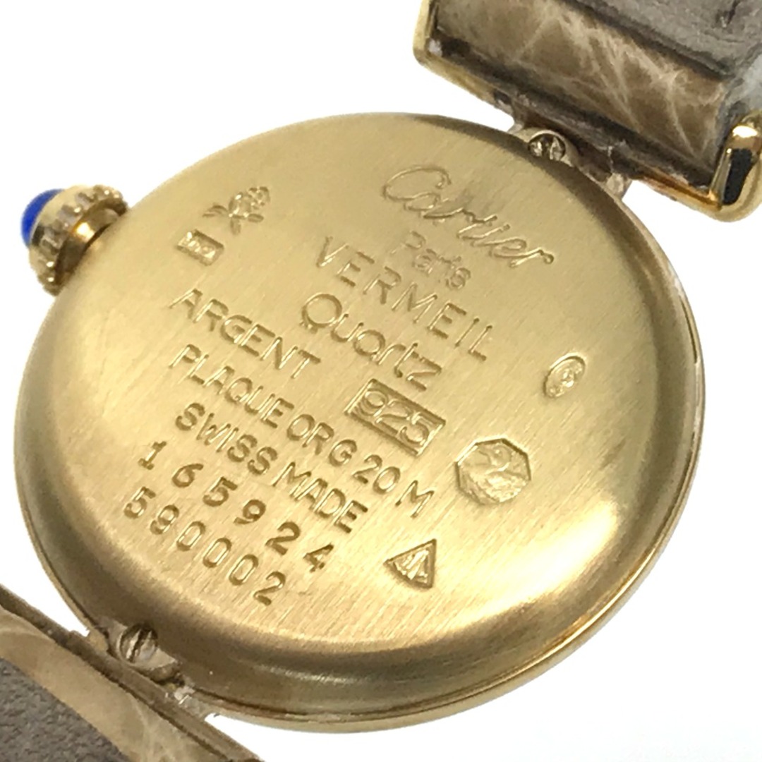 カルティエ CARTIER マストコリゼ ヴェルメイユ 590002 ヴィンテージ 腕時計 SV925 ゴールド/ベージュベルト