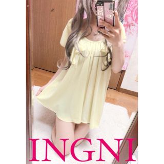 イング(INGNI)の3920.INGNI フリルスリーブ シフォン イエロー チュニック(チュニック)