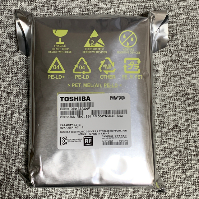 東芝 内蔵HDD 3.5インチ 2TB  DT01ABA200V