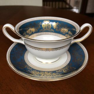 ウェッジウッド(WEDGWOOD)の【レア美品】ウェッジウッド★コロンビアブルー＆ゴールド★スープ　C/S(食器)