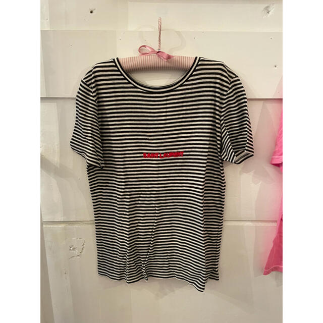 Saint Laurent(サンローラン)のSAINT LAURENT border logo Tshirt. レディースのトップス(Tシャツ(半袖/袖なし))の商品写真