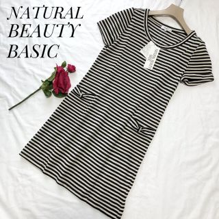 エヌナチュラルビューティーベーシック(N.Natural beauty basic)の【特価！タグ付き】ナチュラルビューティーベーシック ボーダー ワンピース M(ひざ丈ワンピース)