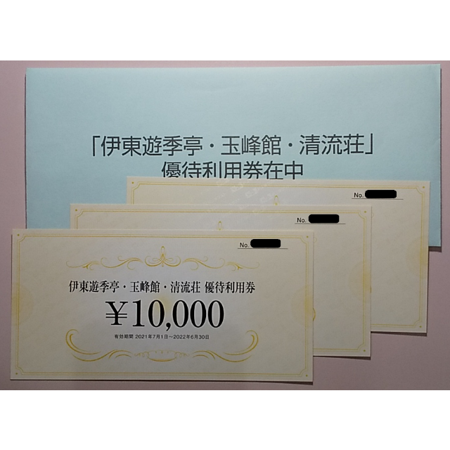 宿泊券FJネクスト株主優待10,000円分【伊東遊季亭、玉蜂館、清流荘】