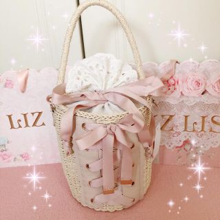 リズリサ(LIZ LISA)の☆リズリサLIZLISA☆レースアップ☆バケツ型カゴバッグ☆ピンク新品(かごバッグ/ストローバッグ)