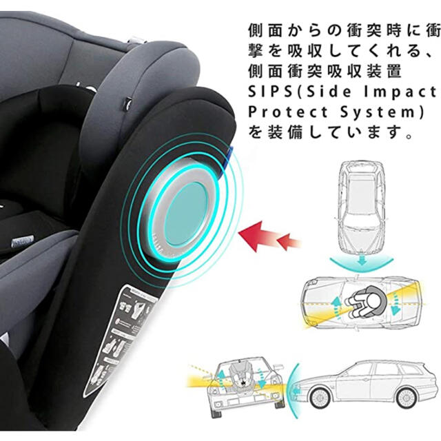 未使用チャイルドシート LETTAS 360° ISOFIX/シートベルト両対応 キッズ/ベビー/マタニティの外出/移動用品(自動車用チャイルドシート本体)の商品写真