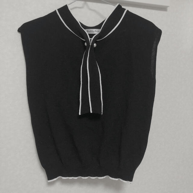 棒タイ　ノースリーブ　黒 レディースのトップス(Tシャツ(半袖/袖なし))の商品写真