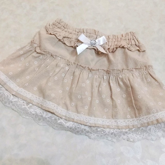 レース スカート  110  リボン  キッズ/ベビー/マタニティのキッズ服女の子用(90cm~)(スカート)の商品写真