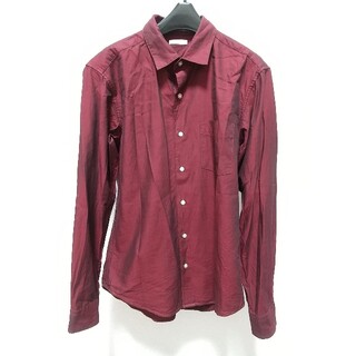 ジーユー(GU)のGU 長袖シャツ Ｓサイズ 濃赤 ジーユー シンプル ファストファッション 古着(シャツ)