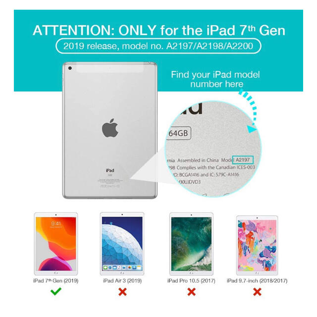 iPad 10.2 ケース 第7世代 iPad Air 2019 ケース 青 スマホ/家電/カメラのスマホアクセサリー(iPadケース)の商品写真