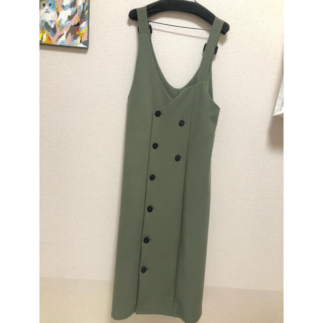 2WAY BUTTON DRESS S カーキ