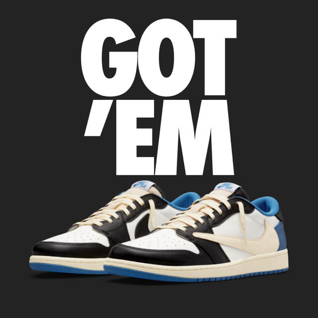 靴/シューズTRAVIS SCOTT×FRAGMENT× NIKEAIRJORDAN1LOW