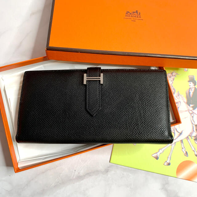 HERMES エルメス 美品 ベアンスフレ ヴォー エプソン 長財布 マチあり