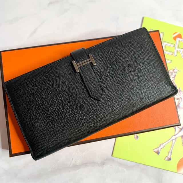 HERMES エルメス 美品 ベアンスフレ ヴォー エプソン 長財布 マチあり