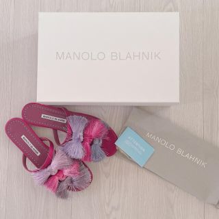 マノロブラニク(MANOLO BLAHNIK)のマノロブラニク　リボン　サンダル　37 美品(サンダル)