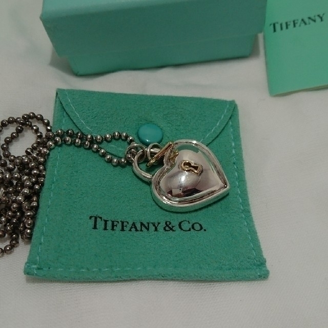 【Tiffany&Co.】ハートロックキー･ネックレス(K18･SV925)良品