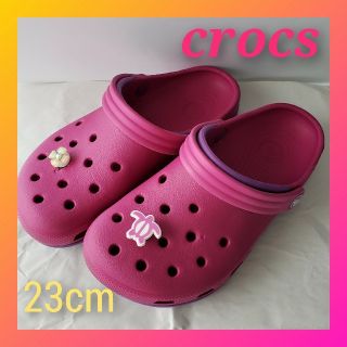 クロックス(crocs)のcrocs♡クロックバンド 23cm ジビッツ2個付き レッドパープル×パープル(サンダル)