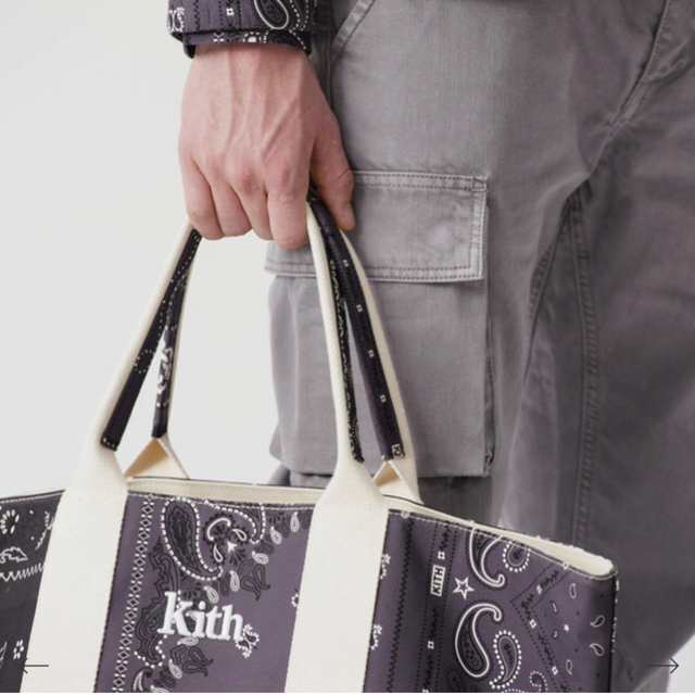 新品 kith bandana tote bag black paisley