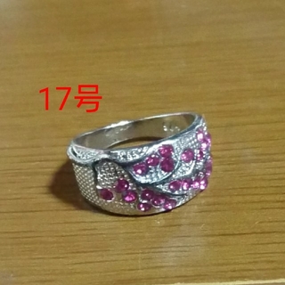 シルバー925コーティング ピンクcz 木の枝 花モチーフリング 指輪 17号(リング(指輪))