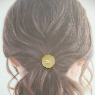 【ルビー様】真鍮ポニーフック　鎚目　まる　丸　ハンドメイド　お出かけ　パール(ヘアアクセサリー)