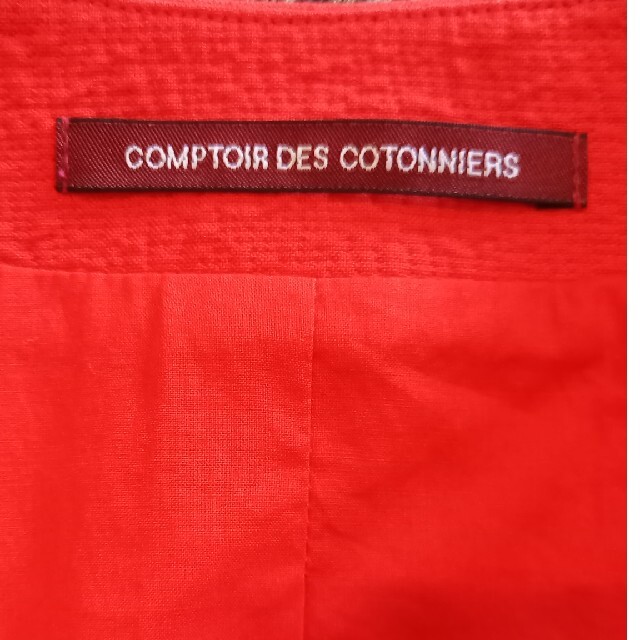 Comptoir des cotonniers(コントワーデコトニエ)の★美品 コントワー・デ・コトニエ ノーカラージャケット オレンジ レディースのジャケット/アウター(ノーカラージャケット)の商品写真