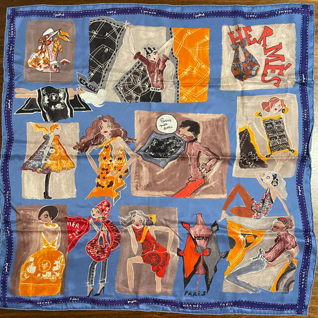 エルメス カレ70 j'aime mon carre ブルー-