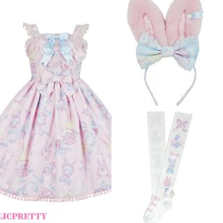 アンジェリックプリティー(Angelic Pretty)のmoco moco bunnys 3点セット(ひざ丈ワンピース)