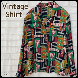 アートヴィンテージ(ART VINTAGE)の【超希少】総柄 レトロ 柄シャツ 90s 昭和  vintage アート 羽織(シャツ/ブラウス(長袖/七分))