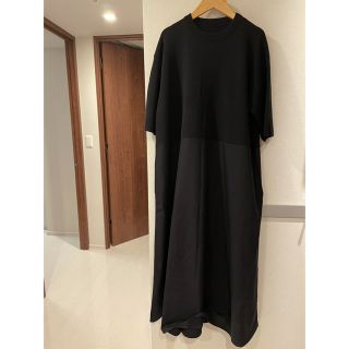 ムジルシリョウヒン(MUJI (無印良品))の異素材コンビ　ワンピース ＯＮＥ　ＳＩＺＥ・黒(ロングワンピース/マキシワンピース)