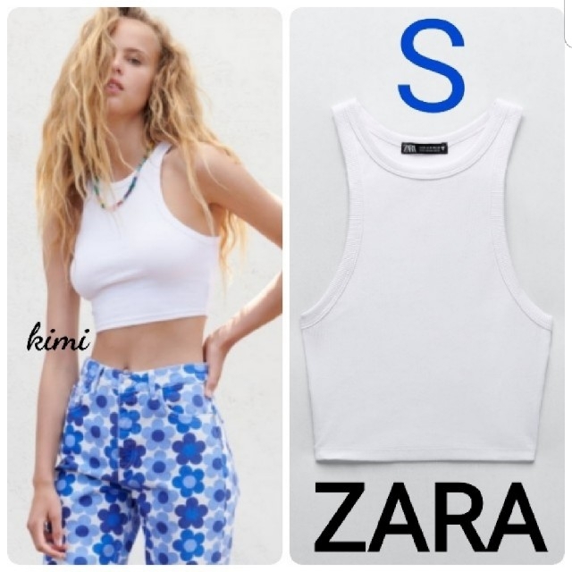 ZARA - ZARA (S 白) リブタンクトップ アメスリの通販 by きみ's shop ...