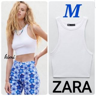 ザラ(ZARA)のZARA　(M　白)　リブタンクトップ　アメスリ(タンクトップ)