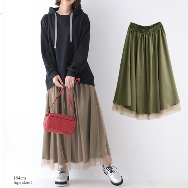 リバーシブル　チュールスカート レディースのスカート(ロングスカート)の商品写真