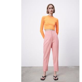 ザラ(ZARA)のZARA ハイウエストパンツ ピンクサイズS(カジュアルパンツ)