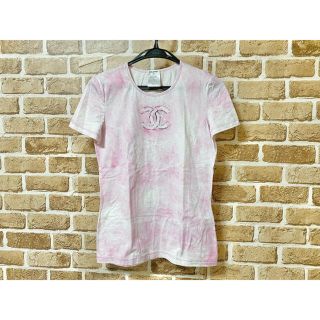 シャネル(CHANEL)のCHANEL シャネル ピンク ココマーク マーブル柄 染め柄Tシャツ M L(Tシャツ(半袖/袖なし))