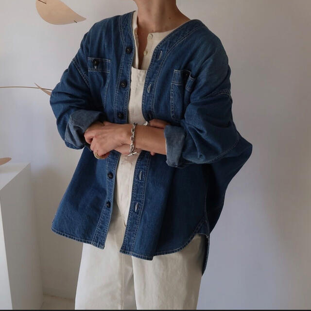 DEUXIEME CLASSE(ドゥーズィエムクラス)のARGUE baseball denim wide shirt jacket レディースのジャケット/アウター(Gジャン/デニムジャケット)の商品写真