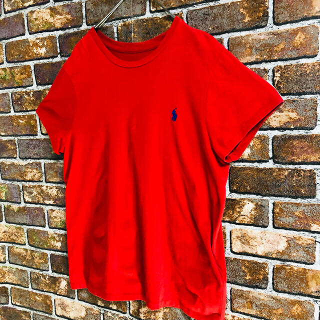 POLO RALPH LAUREN(ポロラルフローレン)の■美品■ポロラルフローレン Tシャツ　L　レッド　ワンポイント刺繍 レディースのトップス(Tシャツ(半袖/袖なし))の商品写真