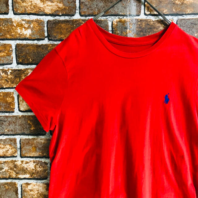 POLO RALPH LAUREN(ポロラルフローレン)の■美品■ポロラルフローレン Tシャツ　L　レッド　ワンポイント刺繍 レディースのトップス(Tシャツ(半袖/袖なし))の商品写真