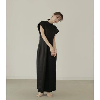 louren standneck slub pencil dress(ロングドレス)