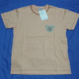 新品タグ付き 130Aサイズ オレンジ無地 くまのワンポイント 半袖Ｔシャツ(Tシャツ/カットソー)