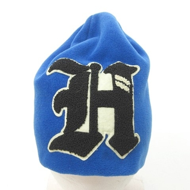 HYDROGEN(ハイドロゲン)のハイドロゲン ニット キャップ 帽子 フリース ロゴ ワッペン ブルー 青 メンズの帽子(ニット帽/ビーニー)の商品写真