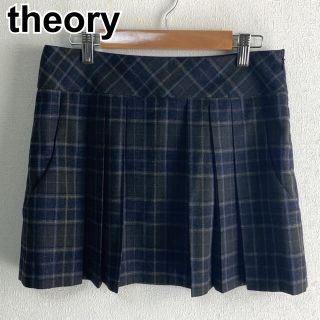 セオリー(theory)の美品 セオリー チェックミニスカート プリーツ フレア ウール 匿名発送 秋冬(ミニスカート)