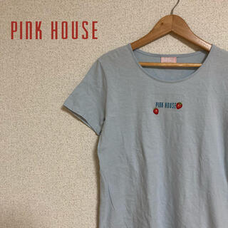ピンクハウス(PINK HOUSE)のPINK HOUSE Tシャツ レディース　苺　水色　ブルー　M(Tシャツ(半袖/袖なし))
