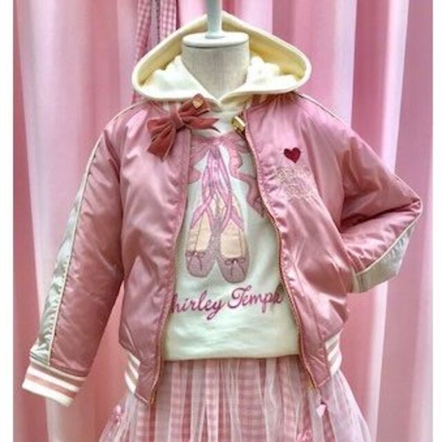 Shirley Temple(シャーリーテンプル)の新品　トランプ柄スカジャン（ピンク 110 cm) キッズ/ベビー/マタニティのキッズ服女の子用(90cm~)(ジャケット/上着)の商品写真