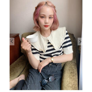 jumelle  big collar border top(Tシャツ(半袖/袖なし))