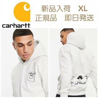 カーハート(carhartt)の【新品希少】Carhartt　スウェットパーカー　ポップロゴ　ライトグレー　XL(パーカー)