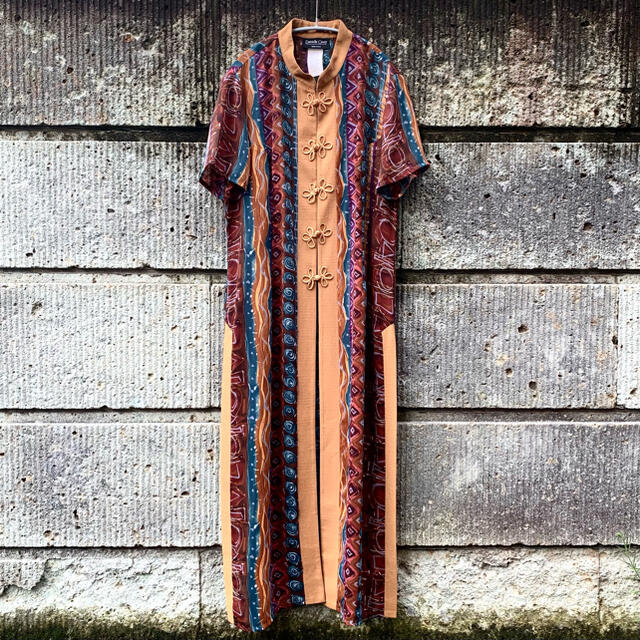 90's Abstract printed china one-piece100%Polyester状態