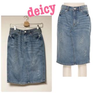 デニムスカート デイシー deicy ダメージスカート 膝丈 スリットZARA(ひざ丈スカート)