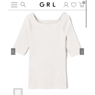 グレイル(GRL)のGRL  新品  ボートネックリブニットトップス[rut461]  Mサイズ(カットソー(半袖/袖なし))